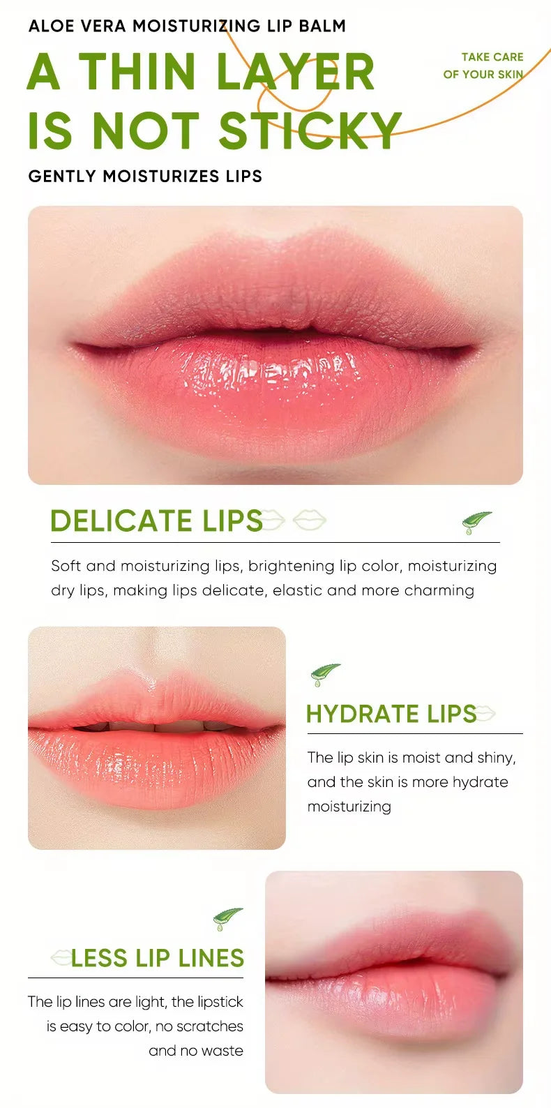 Aloe Lip Balm Healing Lasting Moisturizing All-natural Lip Mask For Dry Lips Lip Moisturizing Power Lip Care Nourishing Repair Beauty World Shop