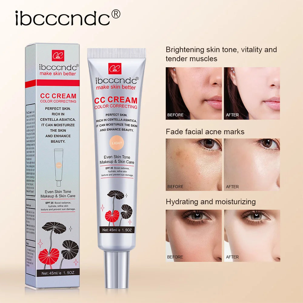 45ml Color Correcting CC Cream Facial Centella Asiatica Repair BB Cream Natural Concealer Whitening Liquid Foundation Cosmetics Beauty World Shop
