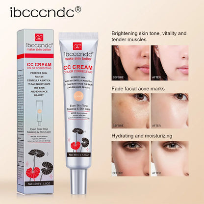 45ml Color Correcting CC Cream Facial Centella Asiatica Repair BB Cream Natural Concealer Whitening Liquid Foundation Cosmetics Beauty World Shop