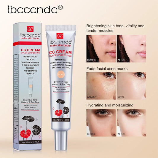 45ml Color Correcting CC Cream Facial Centella Asiatica Repair BB Cream Natural Concealer Whitening Liquid Foundation Cosmetics Beauty World Shop