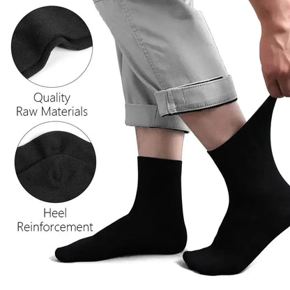 Men's Mid-Calf Cotton Socks 10/5/3 Pairs | Soft Breathable All-Season Crew Socks Solid Color for Daily Work, Sports &Casual Wear Beauty World Shop