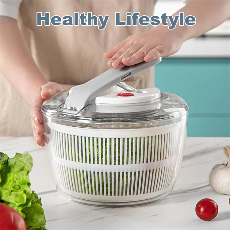 LMETJMA 3L Salad Spinner Large Salad Sowl With Lid One-handed Easy Press Salad Spinner Washer Dryer Drainer Mixer JT249 Beauty World Shop