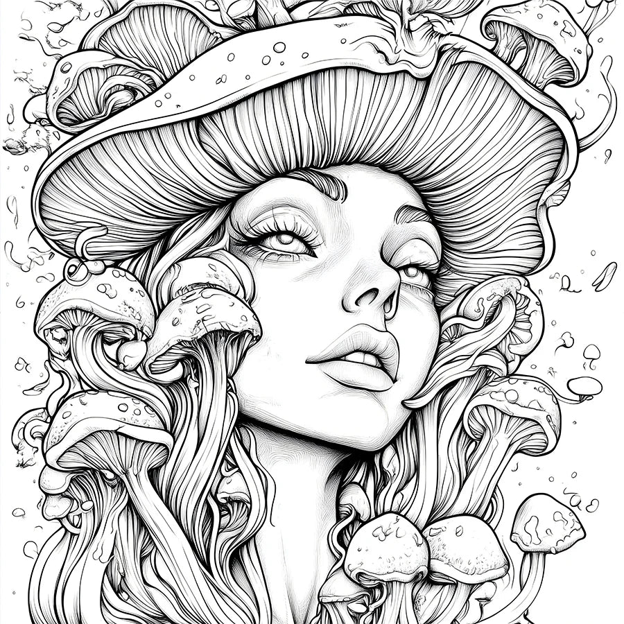 Mushroom World Colouring Book Adult Picture Book Original Design Beauty World Shop