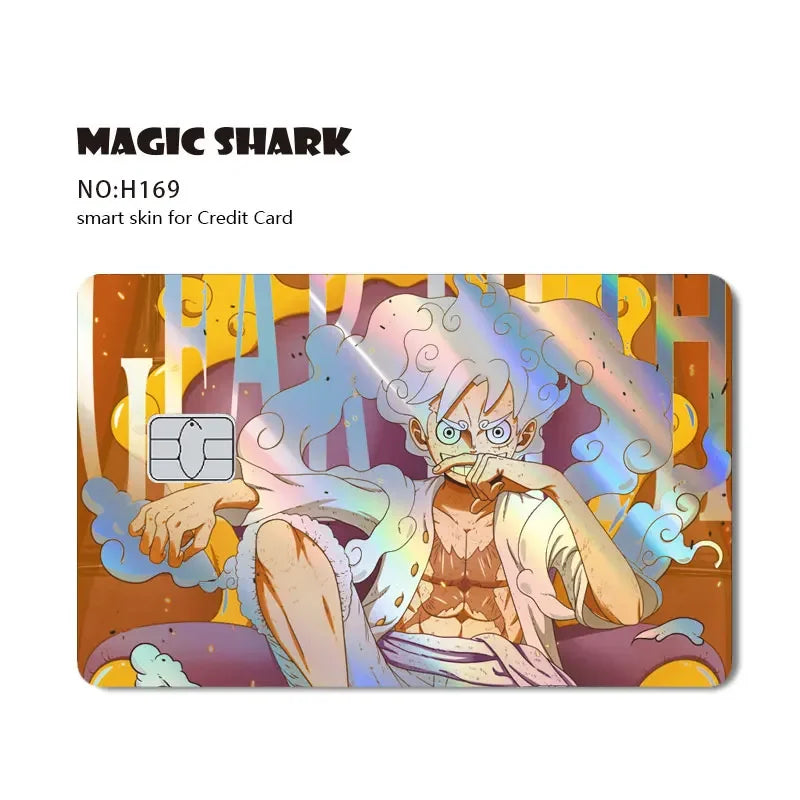Magic Shark Luffy Zorro Ace Skull Anume Holographic Shinny Laser Sticker Film Skin for Credit Debit Card Beauty World Shop