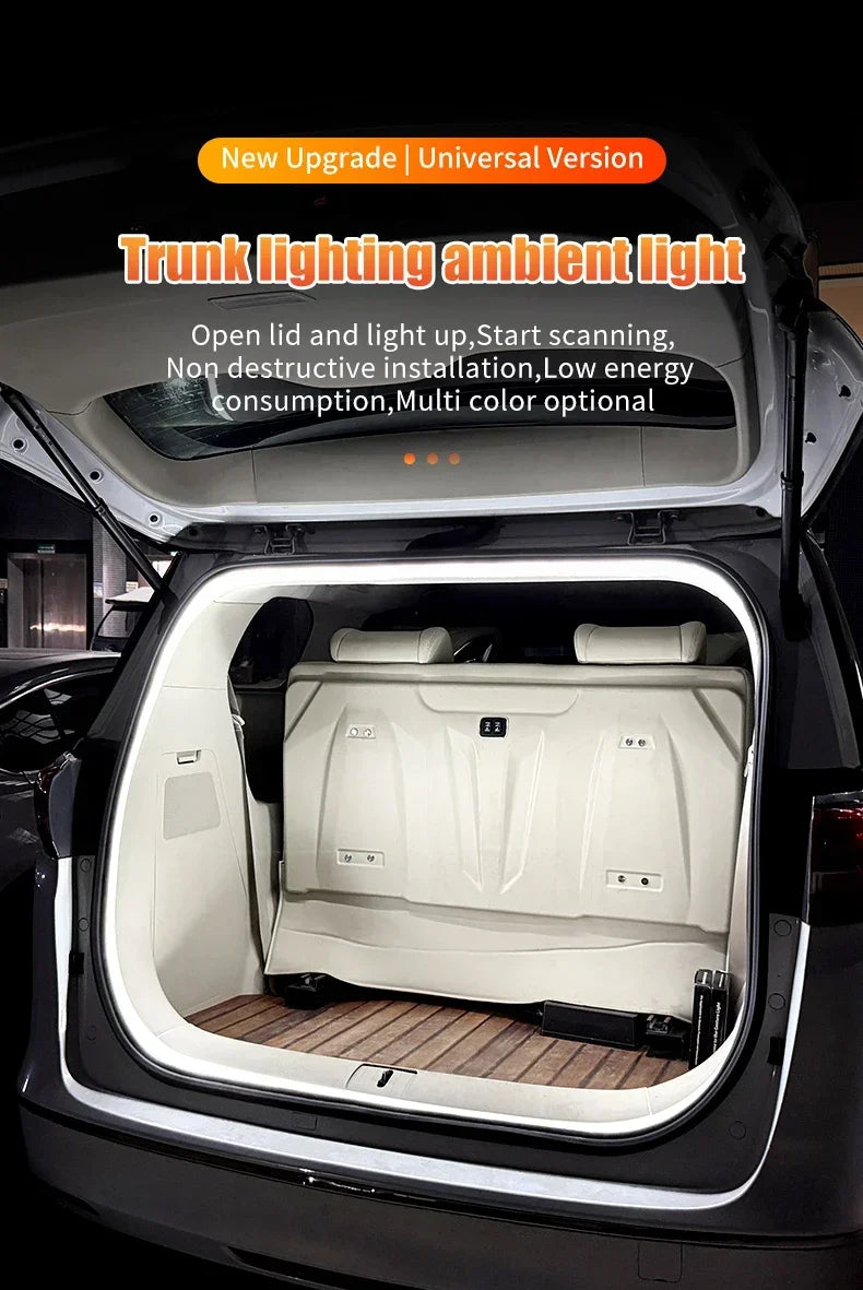 Car high brightness trunk lighting ambient light interior decoration LED wiring free automatic sensing tailgate light strip Beauty World Shop