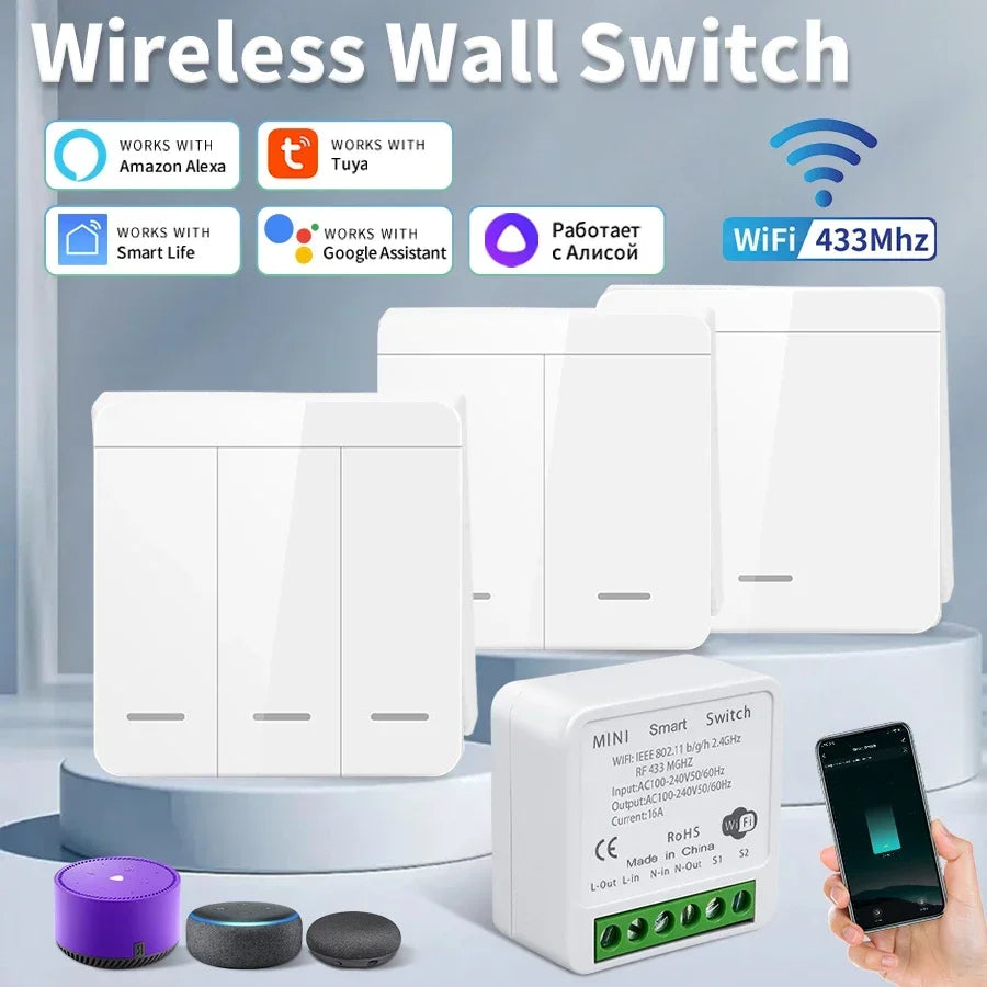 Tuya Smart WiFi Switch For Lighting RF 433MHz Wireless Switch Smart Life APP Voice Control Work With Alice Alexa Google Home Beauty World Shop