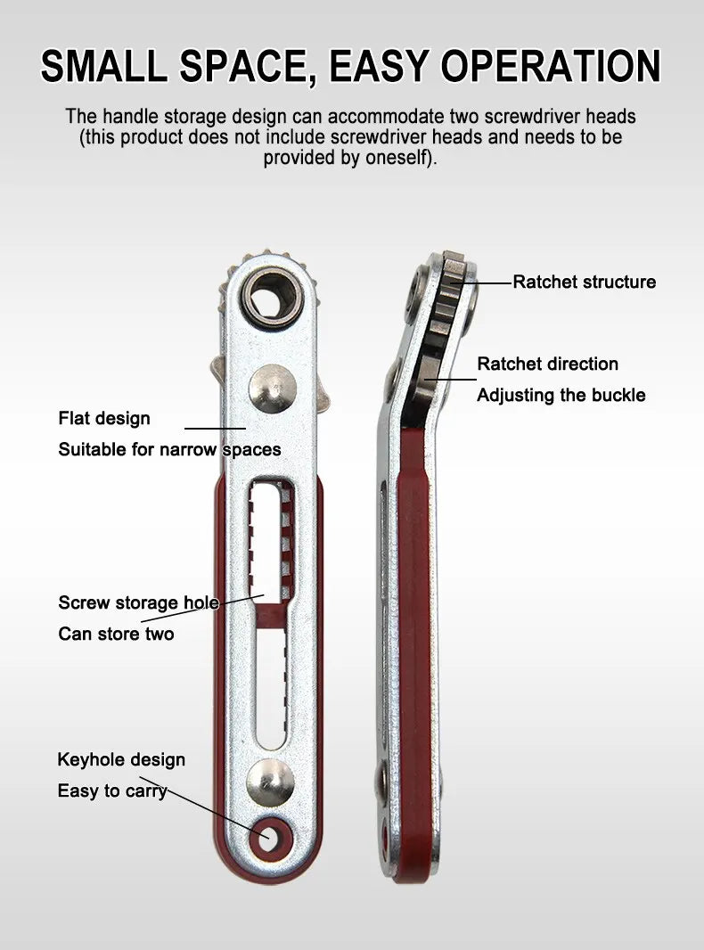 Multifunctional Bidirectional Forward and Reverse Ratchet Screwdriver Elbow Flat Head Wrench Cross Screwdriver Slotted Tool Beauty World Shop