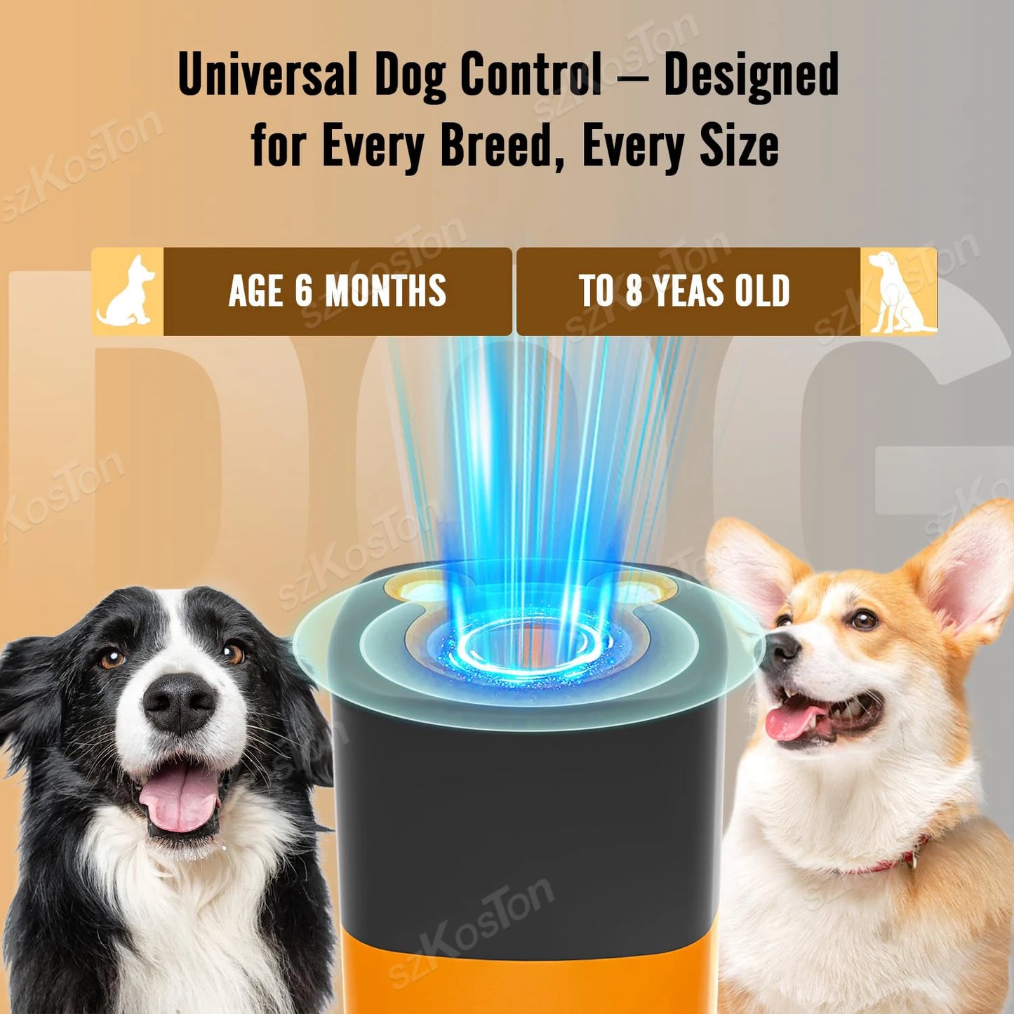 Portable Ultrasonic Dog Repeller with Strobe Light Rechargeable Bark Control Device for Training Anti-Barking & Chasing Dogs