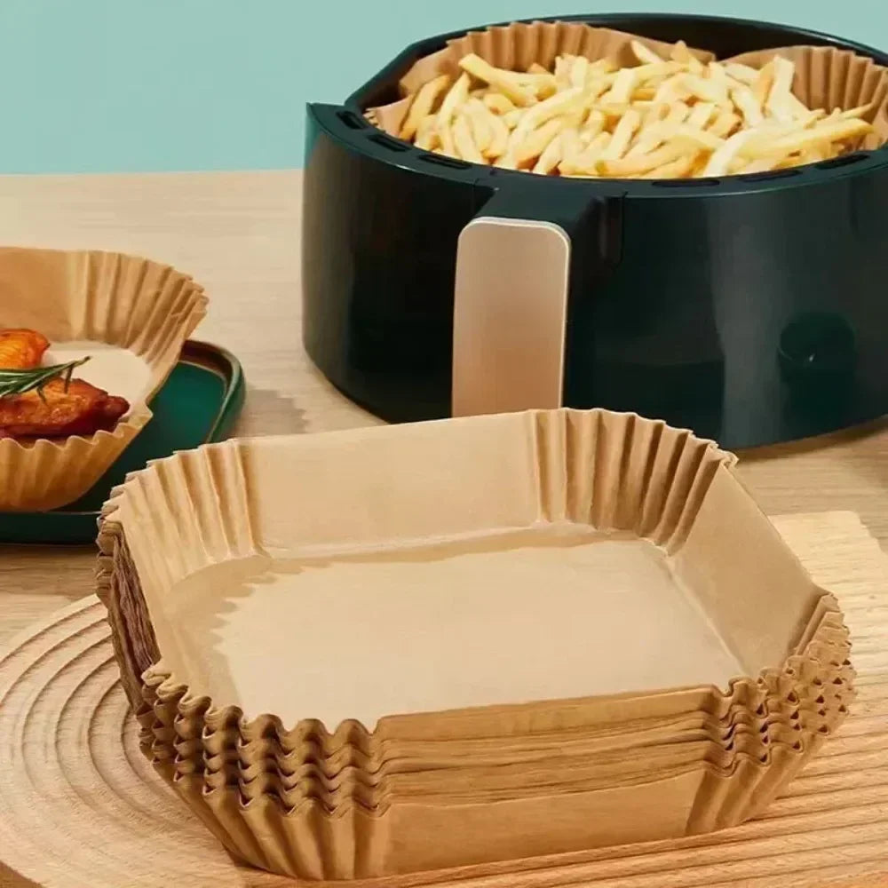 50 PCS Air Fryer Blotting Paper, Baking Blotting Paper, Food Grade Leakproof Non-Stick Food Pad, Thickened Silicone Paper Pad Beauty Fashion