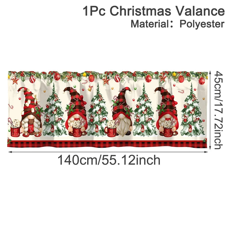Christmas Short Curtains Valances Merry Christmas Decorations For Home 2025 Xmas Navidad Kitchen Bedroom Ornaments New Year 2026 Beauty World Shop