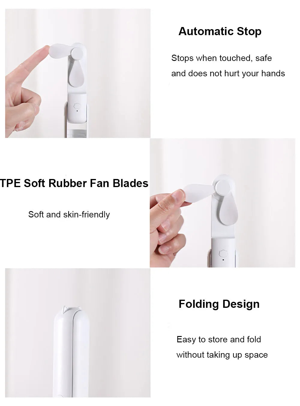 Portable Mini Handheld Fan Small Pocket Fan USB Rechargeable Battery Fan Folding Cooling Hand Fan Mini USB Fan with Power Bank Beauty World Shop