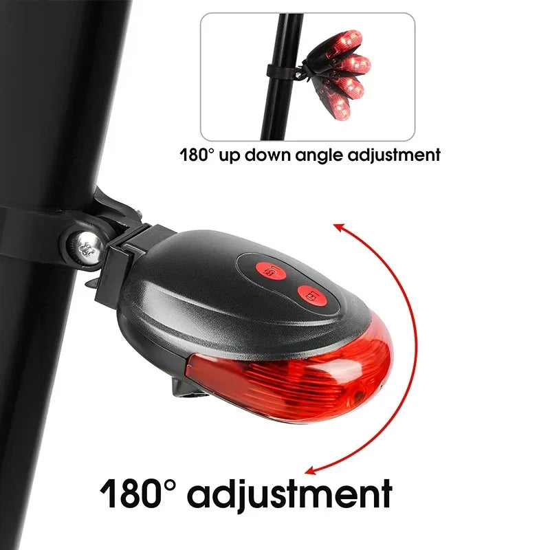 Bicycle Bike LED Lights 2 Lasers 5 LED Waterproof Cycling Taillight Safety Warning Taillight MTB Bike Rear Tail Lights Beauty World Shop
