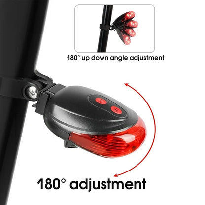 Bicycle Bike LED Lights 2 Lasers 5 LED Waterproof Cycling Taillight Safety Warning Taillight MTB Bike Rear Tail Lights Beauty World Shop