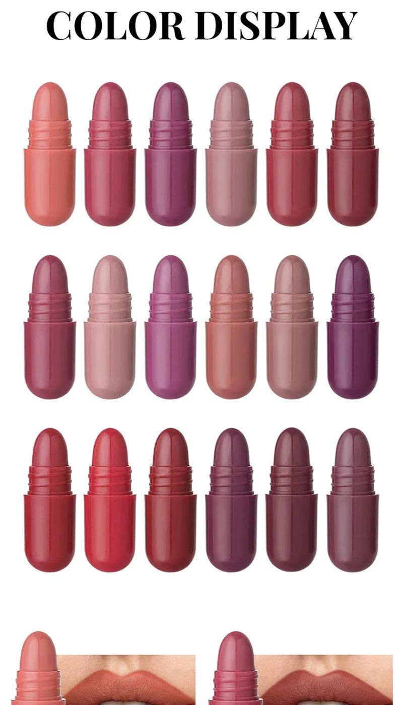 MAGIC CASA 18-Color Capsule Lipstick Set - Mini Matte, Long-lasting, Waterproof, Non-transfer，Soft matte finish Beauty Trend Shop