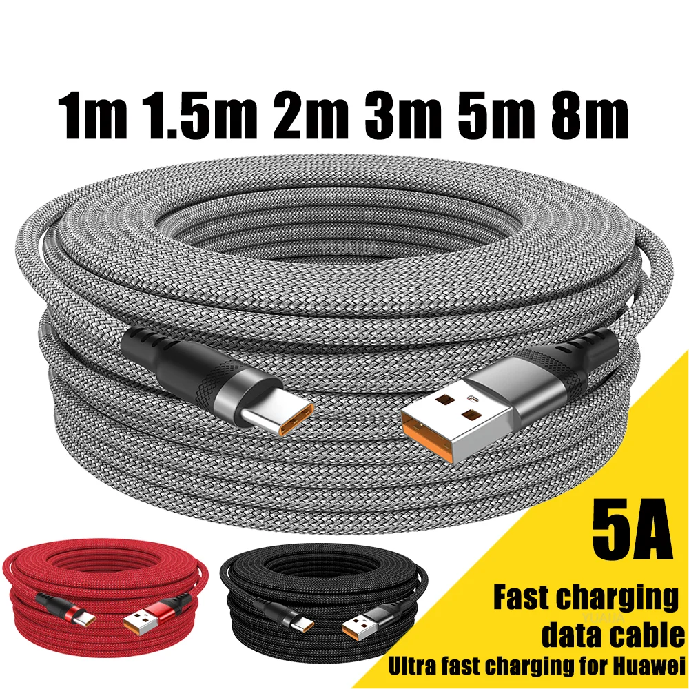 USB TYPE C Cable 5A Super Fast Charge Cable for iPhone 15 16 17 Full range Huawei Samsung oppo oneplus Universal USB C Extension Beauty World Shop