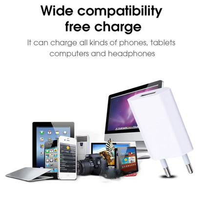 NNBILI 1-5Pcs Universal 5V 1A EU Plug USB Wall Phone Charger For iPhone Samsung Xiaomi Redmi Google Huawei Charger Power Adapter Beauty World Shop