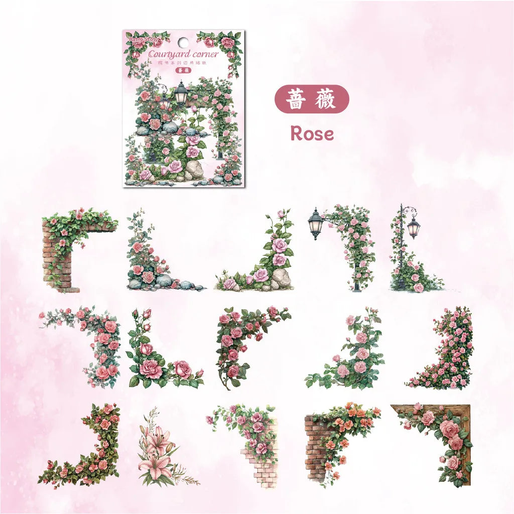30 Pcs Flowers Corner Stickers PET sticker package DIY diary decoration sticker album scrapbooking Junk Journal Beauty World Shop