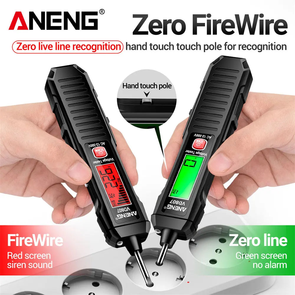 ANENG VD807 One-word Induction Portable 50/60Hz Smart Electric Pen Tester NCV Sensor AC 12-300V Non-contact Wire Detector Tools Beauty World Shop