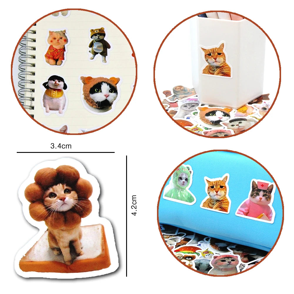 100/500/1000pcs Funny Cat Stickers Cartoon Cute Decals Toy Stationery Guitar Phone Bicycle Laptop Luggage Graffiti Kids Sticker Beauty World Shop