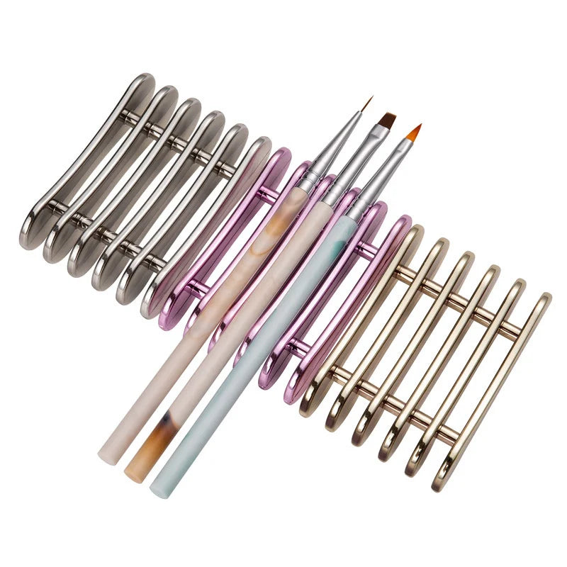 5 Grids Nail Art Painting Brush Holder Nail Brush Rack Painting Pen Rest Holder Stand UV Gel Brush Display Holder Manicre Tools Beauty World Shop