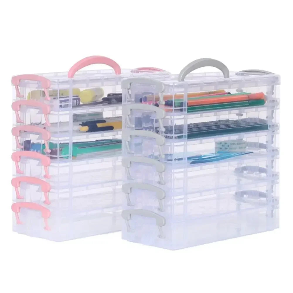 3/6-layer Paintbrush Box Watercolor Detachable Pen Storage Box Color Multi-function Stationery Organizer School Supplies Beauty World Shop