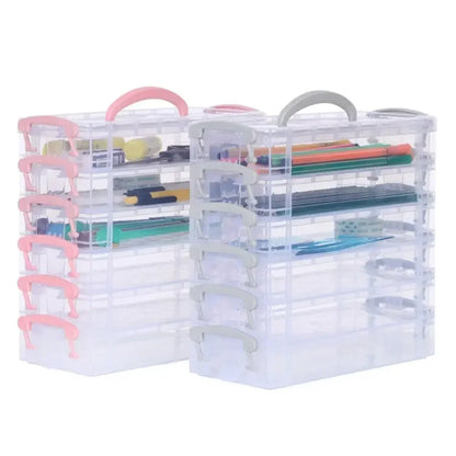 3/6-layer Paintbrush Box Watercolor Detachable Pen Storage Box Color Multi-function Stationery Organizer School Supplies Beauty World Shop