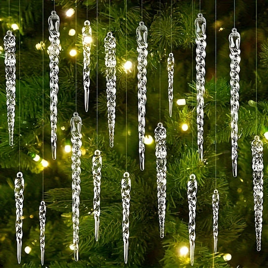 12/24/36pcs Crystal Clear Christmas Tree Ornaments Icicle Decorations For Holiday & Winter Party Decor Holiday Decorations Beauty World Shop