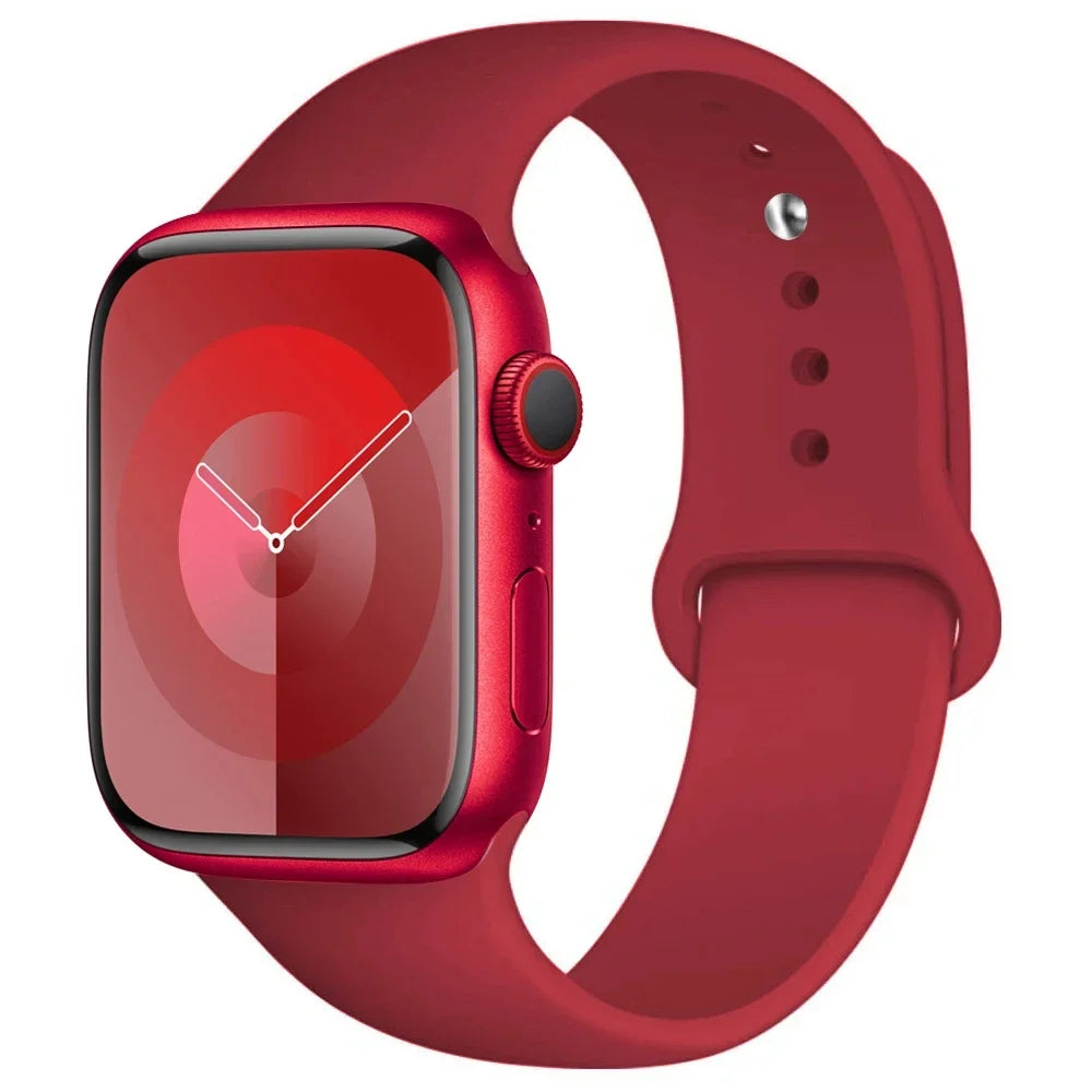Silicone Band For Apple Watch strap 44mm 45mm 40mm 41mm 42-38mm 45 mm sport bracelet iwatch series 8 7 6 5 4 3 SE 9 Ultra 2 49mm Beauty World Shop