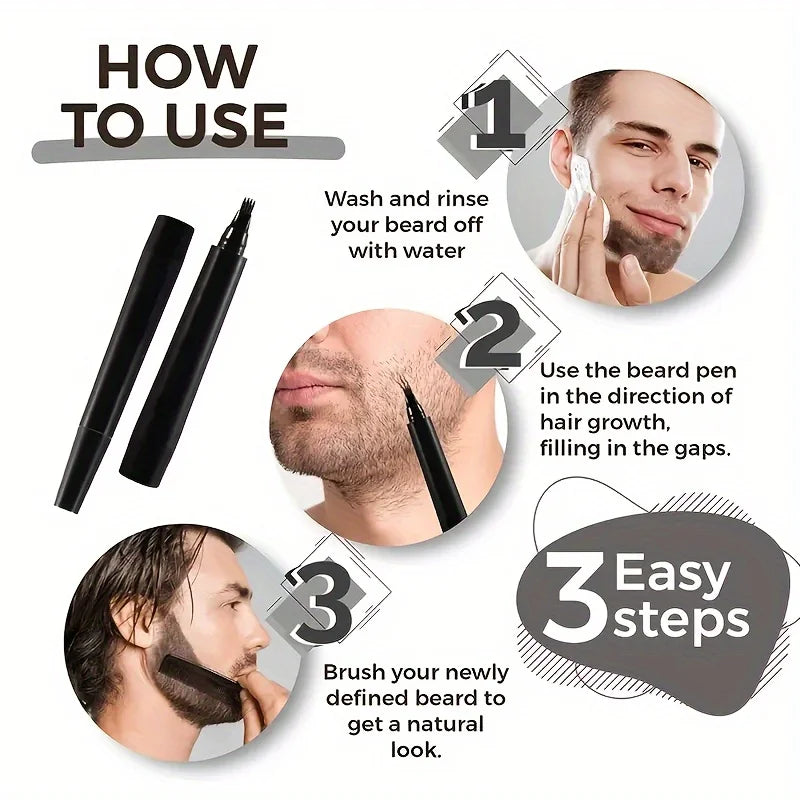 Hot Sale Beard Filling Pen Kit Beard Enhancer Brush Beard Coloring Shaping Tools Waterproof Black Brown Hair Pencil Man Cosmetic Beauty World Shop