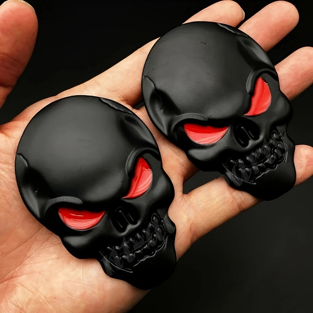 2pcs Skull Pirate Skeleton Buccaneer Head Skull 3D Metal Car Body Sticker Auto Rear Emblem Badge Decal Beauty World Shop