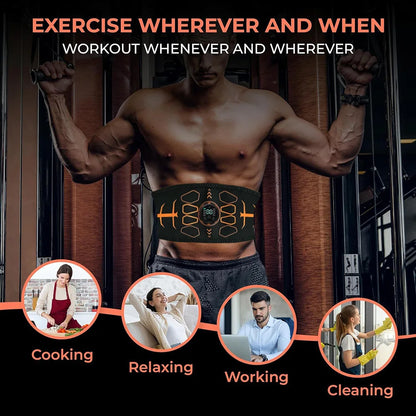 Muscle Toner Smart Abdominal Toning Belt EMS Muscle Stimulator Ab Trainer USB Charge Body Massager Weight Loss Fitness Equipment Beauty World Shop