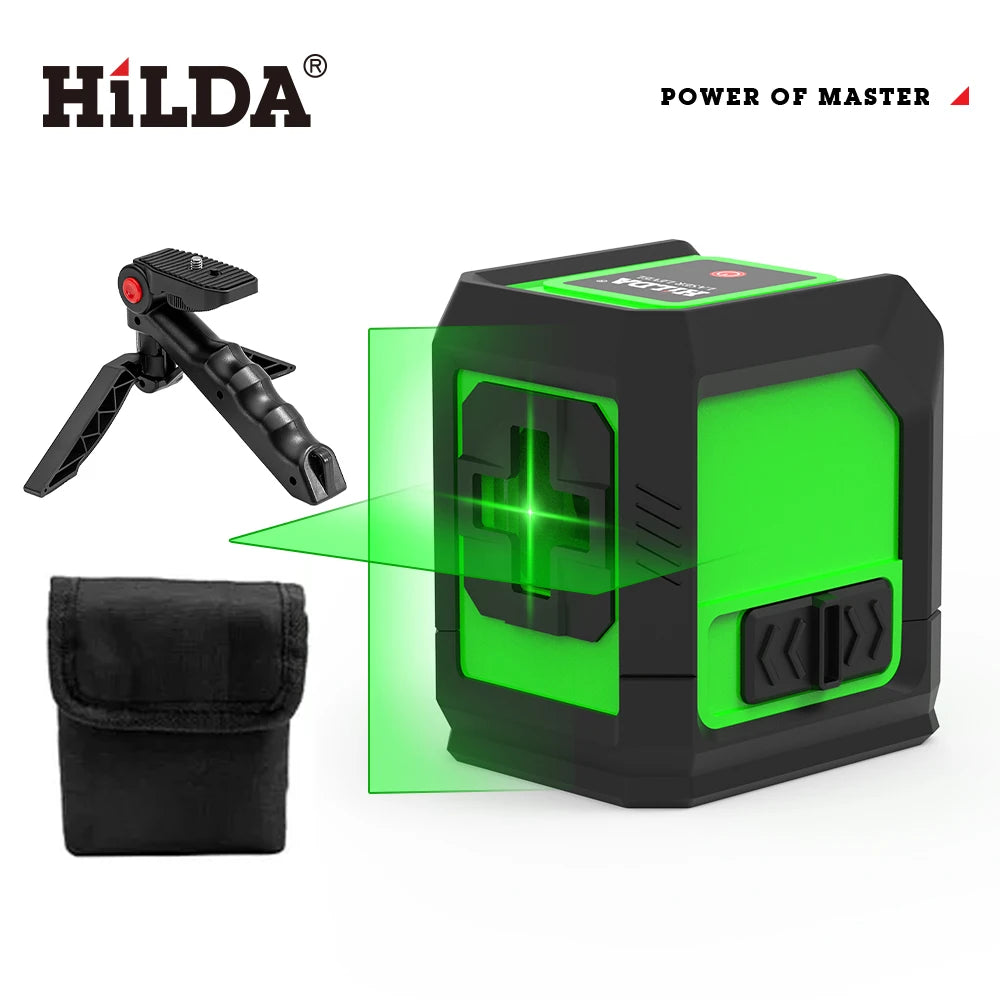 HILDA Laser Level Meter 2-Line Cross Green Level Laser Horizontal & Vertical Nivel Laser Self-Leveling лазерный уровень Men Gift Beauty World Shop