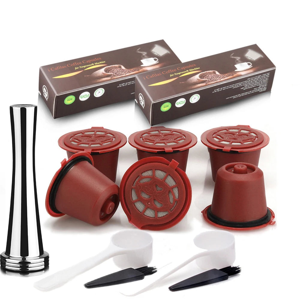 Reusable Coffee Capsule for Nespresso Machine with Stainless Filter Mesh Icafelas Refill Espresso Pod Kitchen Tamper Accessories Beauty World Shop