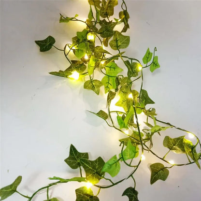 Flower Green Leaf String Lights Artificial Vine Fairy Lights Battery Powered Christmas Tree Garland Light for Weeding Home Decor Beauty World Shop