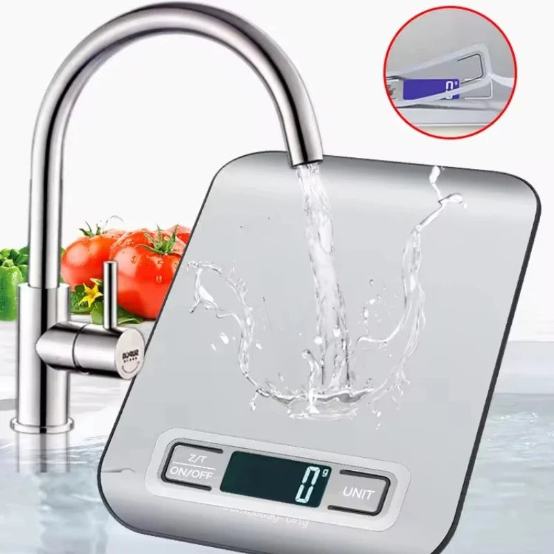 Digital Kitchen Scale LED Display 5kg/1g Stainless Steel Panel Electronic Scales Home Jewelry Food Snacks Weighing Baking Tools Beauty World Shop