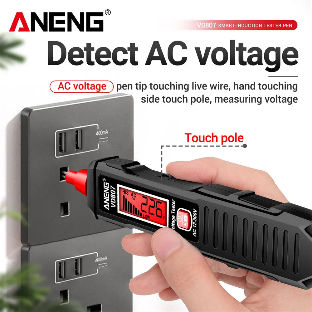 ANENG VD807 One-word Induction Portable 50/60Hz Smart Electric Pen Tester NCV Sensor AC 12-300V Non-contact Wire Detector Tools Beauty World Shop