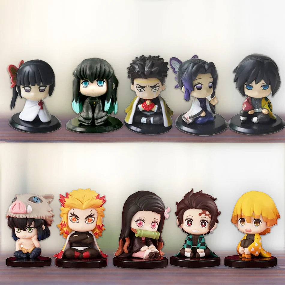 5 Style/Set Q Version Demon Slayer Sitting Ghost Doll Tanjiro Nidouzi Inosuke Zenizu Figure Action Figure Movie Model Toys Doll Beauty World Shop