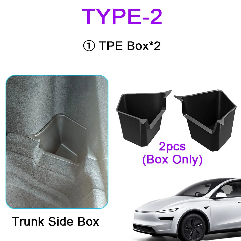 USVOTOV Trunk Organizer for Tesla Model Y Juniper Launch Refresh 2025 Rear Trunk Storage Bins Side Box Organiser TPE Accessories Beauty World Shop