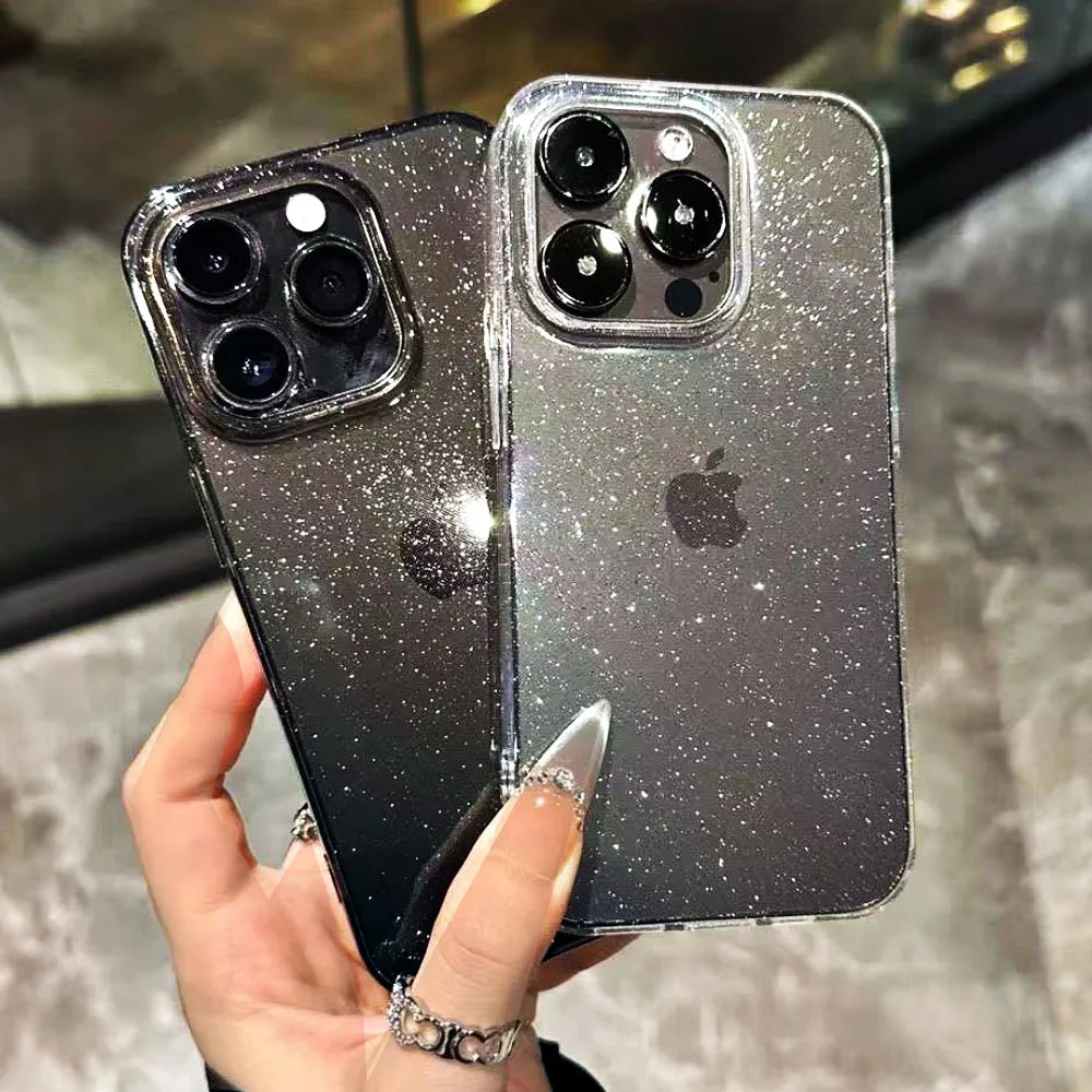 New Luxury Bling Glitter Clear Case For iPhone 16 15 14 13 12 11 Pro Max Mini X XR XS Shockproof TPU Transparent Soft Cover Beauty World Shop