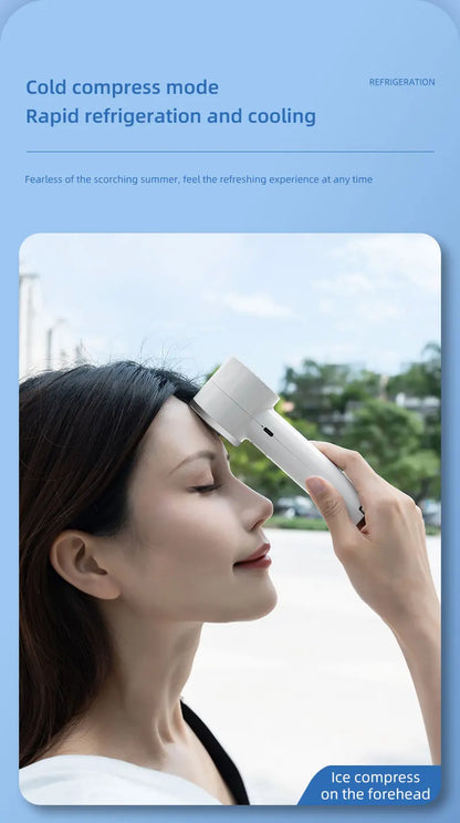 New Handheld Portable Fan 100 Wind Speeds Adjustable Refrigeration Mini Turbo Fan Long-lasting High Speed Cold Compress Fan