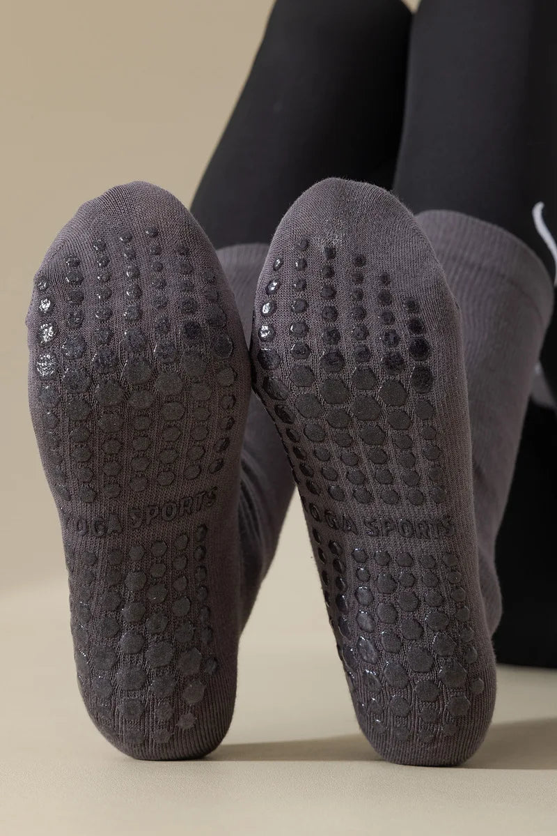 Professional Yoga Socks Women Silicone Non-slip Solid Color Pilates Socks Cotton Breathable Floor Gym Fitness Dance Sports Socks Beauty World Shop
