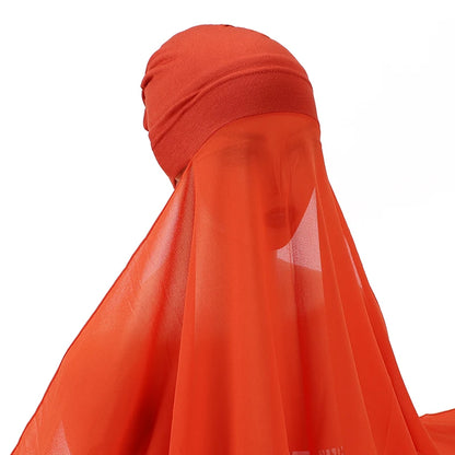Muslim Women Bonnet + Chiffon Shawl Instant Under scarf Cap Islam Inner Scarf Headband Stretch Hijab Cover Headwrap Turbante Beauty World Shop