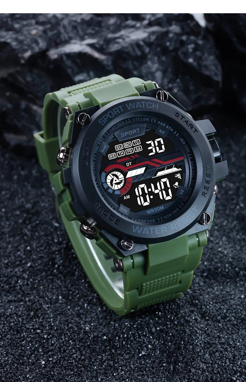 YIKAZE Men's Sports Watch Waterproof Man Sport Watches Multifuction LED Digital Military Watch Alarm Clock Electronic Wristwatch Beauty World Shop
