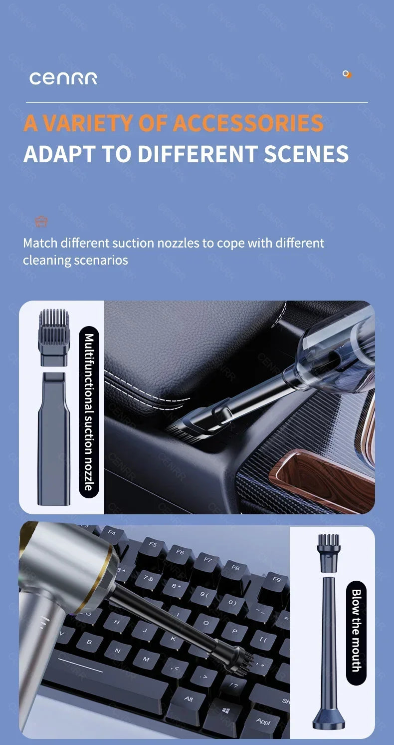 CENRR 360000PA Car Vacuum Cleaner Strong Suction Cordless Wireless Cleaner Portable  HandHeld Vacuum Cleaner Cleaning Machine Beauty World Shop