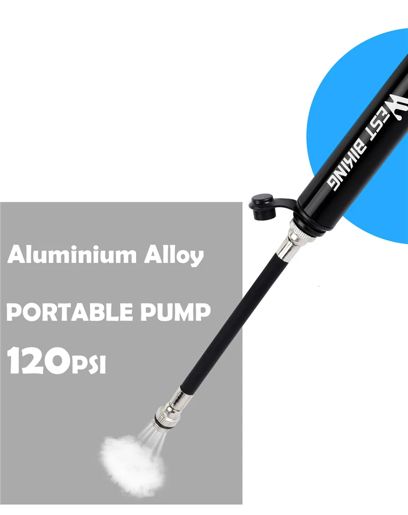WEST BIKING 100Psi Mini Bike Pump Aluminum Alloy Bicycle Hand Air Pump Tire Inflator Schrader Presta Valve MTB Road Cycling Pump Beauty World Shop