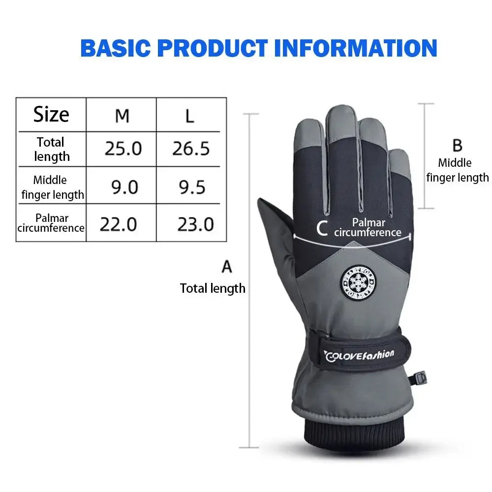 Winter Snowboard Ski Gloves PU Leather Non-slip Touch Screen Waterproof Motorcycle Cycling Fleece Warm Riding Gloves Beauty World Shop