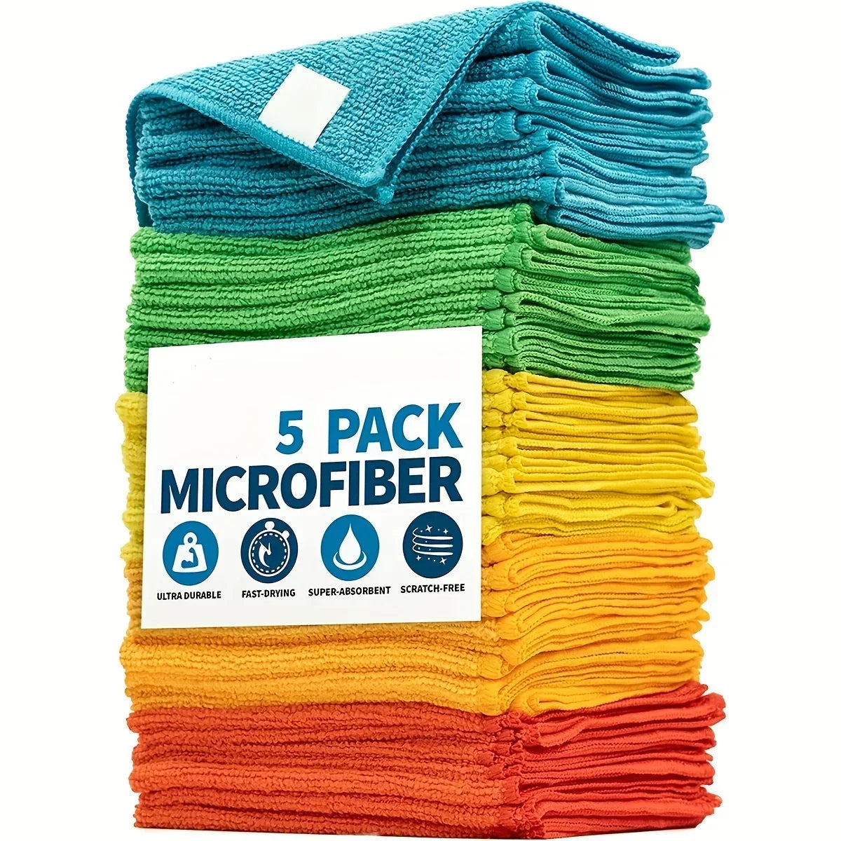 10/5/3pcs Microfiber Cleaning Cloth, Dishwashing Cloth Household Rag Kitchen Bathroom Cleaning Towel Durable Absorbent Towel Beauty World Shop