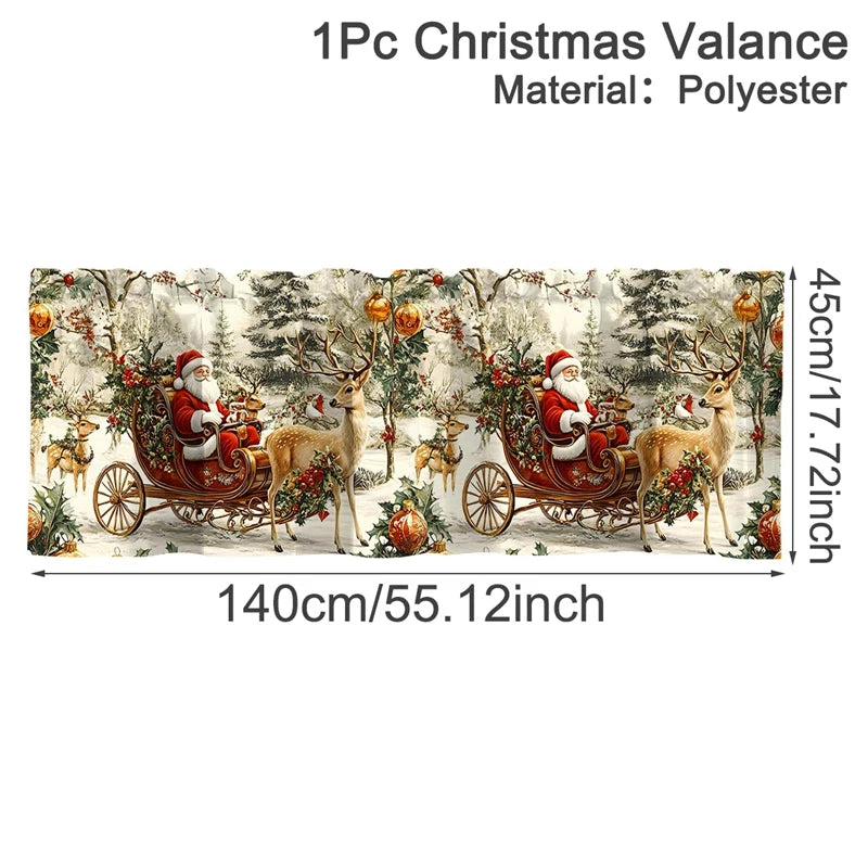 Christmas Short Curtains Valances Merry Christmas Decorations For Home 2025 Xmas Navidad Kitchen Bedroom Ornaments New Year 2026 Beauty World Shop