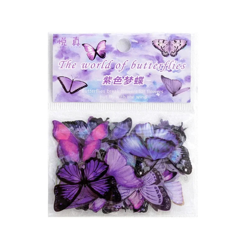 Journamm 40pcs/pack Butterfly Series Stickers Art Collage Junk Journal DIY Scrapbooking PET Waterproof Craft Aesthetics Stickers Beauty World Shop