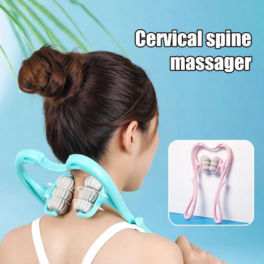 Multifunctional Cervical Neck Massager Manual Clamp with 6 Kneading Balls for Shoulder Back Relaxation Beauty World Shop